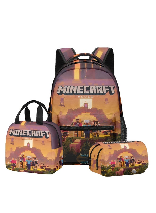 ماين كرافت جديد ماين كرافت على ظهره حقيبة الغداء طبقة مزدوجة مقلمة ثلاث قطع دعوى الرجال والنساء الترفيه الرياضة حقيبة السفر طالب حقيبة المدرسة