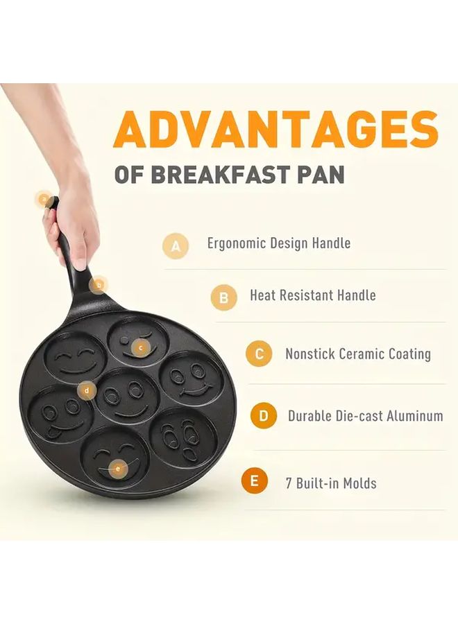 Joyful Face Lightweight Thick Version 7 Cup Nonstick Frying Pan For Eggs Burgers Pancakes Easy Clean Aluminum Cookware Holiday Gift For Family - Image 4