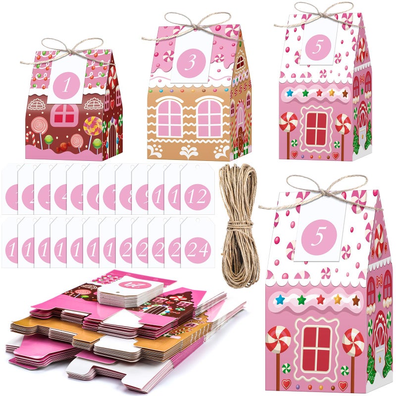 Woanger 24 Empty Advent Calendar Boxes to Fill Christmas DIY Advent Calendar 24 Days Countdown Gift Xmas Gingerbread House Candies Treats Boxes for 2026 Xmas Holiday DecorCandy Style - Image 2