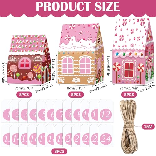 Woanger 24 Empty Advent Calendar Boxes to Fill Christmas DIY Advent Calendar 24 Days Countdown Gift Xmas Gingerbread House Candies Treats Boxes for 2026 Xmas Holiday DecorCandy Style - Image 3