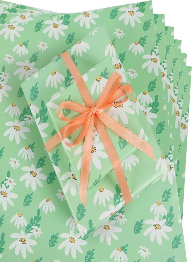 KESTAR Gift Wrapping Paper, Folded 6 Sheets Daisy Wrapping Paper for Kids Women Men, Recycled Gift Wrapping Paper Sheets for Birthday Holiday Party, 20×28inch Each Sheet - Image 1