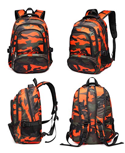 BLUEFAIRY Kids Backpacks for Boys Girls Elementary Primary Middle School Bookbags Back to School Bags for Childs Age 6-8 Mochilas Escolares para NiÃ±os NiÃ±as 17 Inch Camo Orange - Image 3