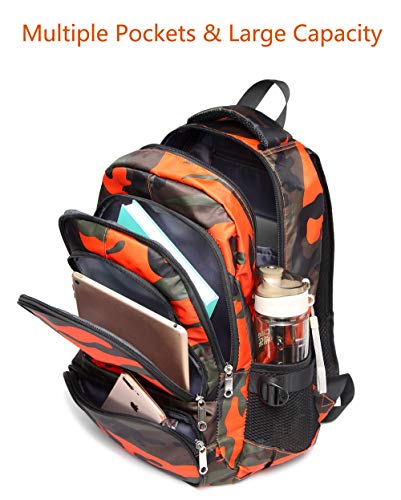 BLUEFAIRY Kids Backpacks for Boys Girls Elementary Primary Middle School Bookbags Back to School Bags for Childs Age 6-8 Mochilas Escolares para NiÃ±os NiÃ±as 17 Inch Camo Orange - Image 4