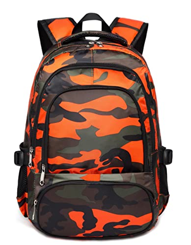BLUEFAIRY Kids Backpacks for Boys Girls Elementary Primary Middle School Bookbags Back to School Bags for Childs Age 6-8 Mochilas Escolares para NiÃ±os NiÃ±as 17 Inch Camo Orange - Image 1