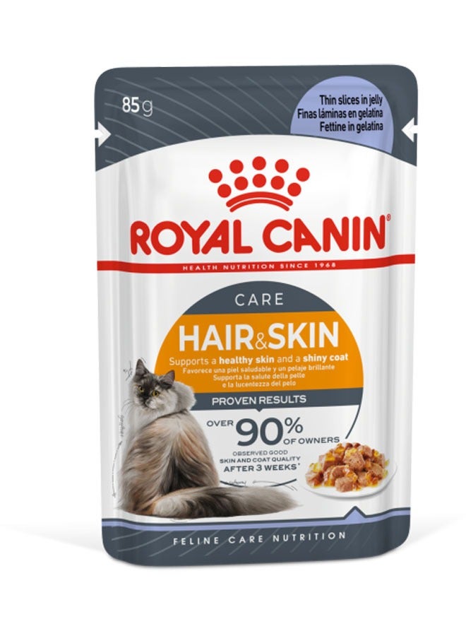 ROYAL CANIN Feline Care Nutrition Hair & Skin Gravy Intense Beauty Wet Food Pouches 12x85g  - Image 3