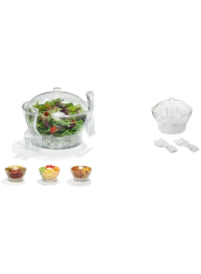 PARFAIT Elegant Design High Quality Salad Bowl with Forks Clear 23.7 x 28.7 x 28.6 cm GS001 PS