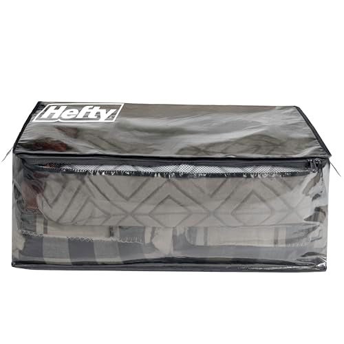 Hefty Storage Bags Extra Large Double Zipper Backpack, Heavy Duty Water Resistant Moving Totes with Shoulder Straps, Foldable Reusable Packing Organizers, 2 Pack (X-Large Black) - Image 4