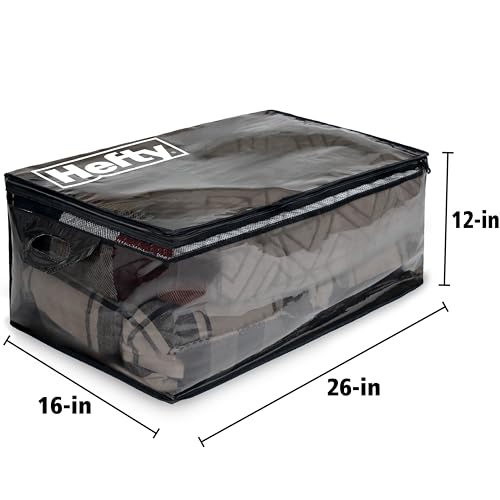 Hefty Storage Bags Extra Large Double Zipper Backpack, Heavy Duty Water Resistant Moving Totes with Shoulder Straps, Foldable Reusable Packing Organizers, 2 Pack (X-Large Black) - Image 5