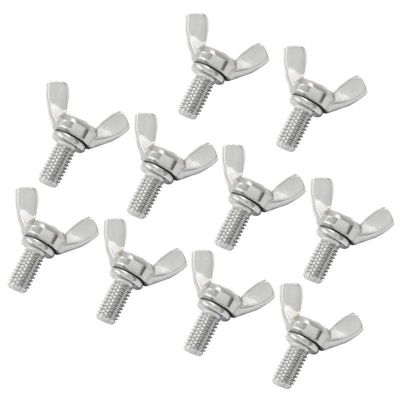 Dijedev M6*12 Wing Butterfly Screws Bolts, 10 Pcs Stainless Steel Wing Bolt, Machine Fastener, Thumb Hand Screws for Electronic Equipment - Image 1