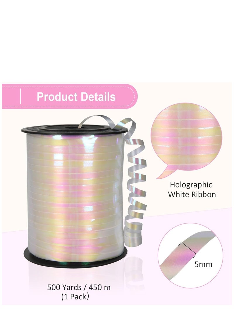 Excefore Curling Ribbon, 500 Yard Iridescent White Ribbon, Curling Ribbon for Gift Wrapping, Balloon Ribbon, Balloon String, Curly Ribbon, 3/16" Gift Ribbon for Baby Shower - Image 5