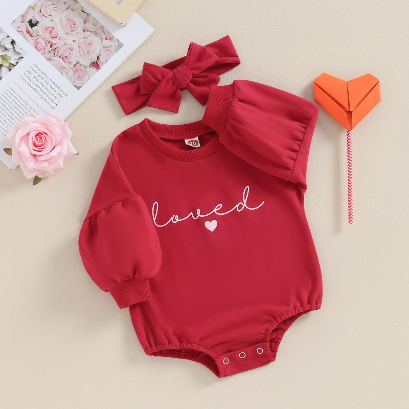 Lucikamy Newborn Baby Boy Girl Valentine's Day Outfits Sweatshirt Romper Infant Long Sleeve One Piece Romper Spring Clothes (Red 5, 6-12 Months) - Image 3