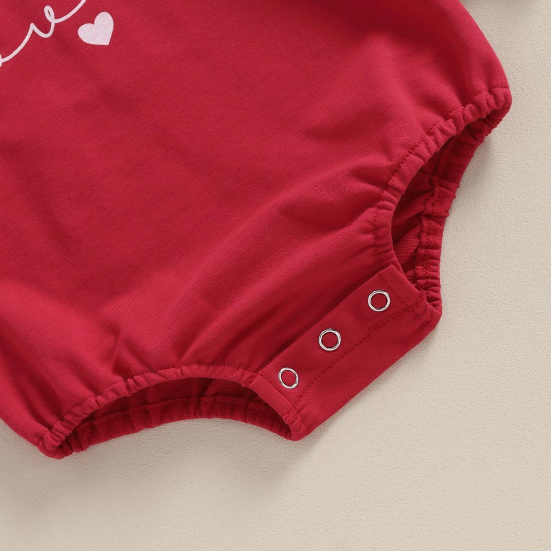 Lucikamy Newborn Baby Boy Girl Valentine's Day Outfits Sweatshirt Romper Infant Long Sleeve One Piece Romper Spring Clothes (Red 5, 6-12 Months) - Image 5