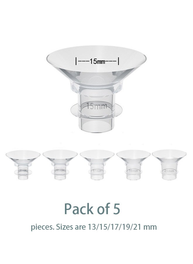 5 قطع من ملحقات مضخة حليب الثدي 13/15/17/19/21 مم لميديلا، ودروع سبكترا 24 مم، وأكواب الصفصاف. متوافقة مع مضخة الثدي القابلة للارتداء S9/S10/S12، قلل النفق إلى الحجم الصحيح - Image 1
