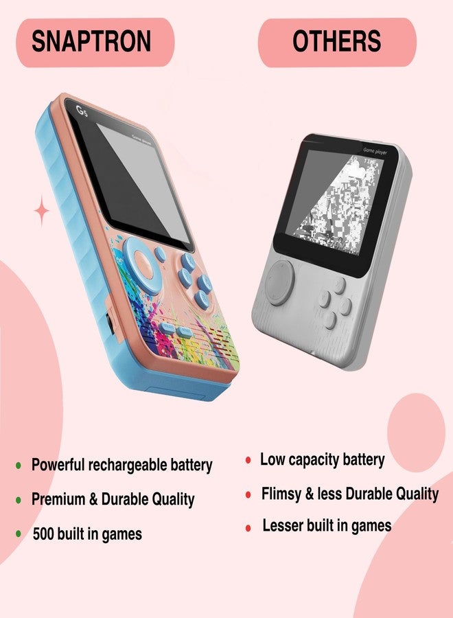 سنابترون جهاز ألعاب محمول SNAPTRON G5 للأطفال، جهاز ألعاب كلاسيكي محمول مزود بـ 500 لعبة فيديو كلاسيكية مدمجة، لعبة مصغرة كلاسيكية بشاشة عالية الدقة، جهاز ألعاب محمول قابل لإعادة الشحن للبنات والأولاد، لون عشوائي - Image 4