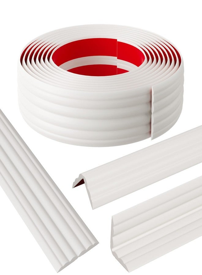 Elvone Wall Corner Protector & Edge Guard, Peel and Stick Wall Trim Moulding Inside & Outside Corner Molding Trim Caulk Strip, Self Adhesive Trim for Wall Edge,Ceiling, Countertop, 1.6” W x20’ L - Image 1