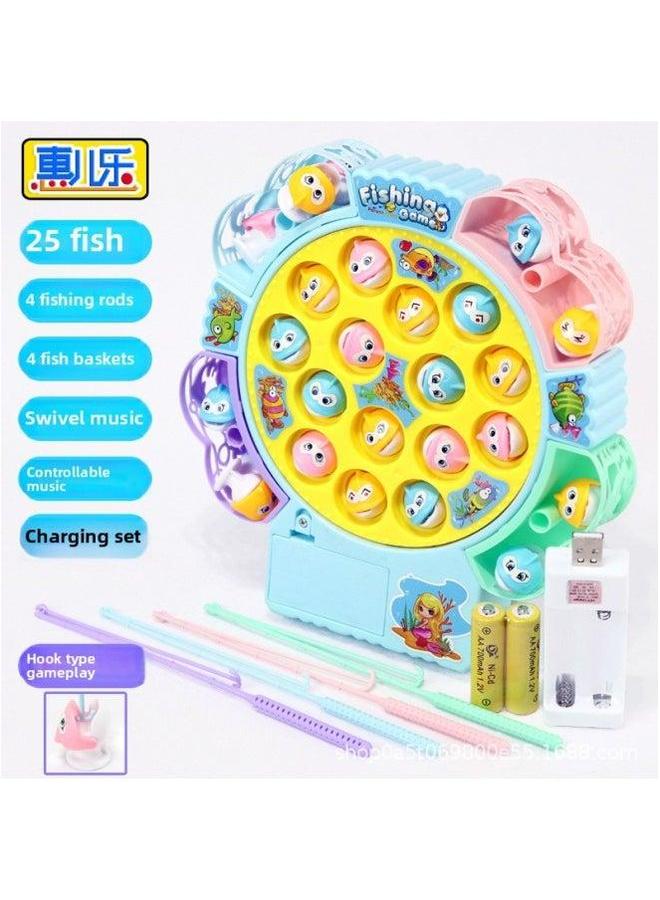 Children's Fishing Toys Parent-child Interactive Early Education Educational Electric Music Magnetic Machine Boys And Girls Birthday Gift-Color:Z25AD - Image 1