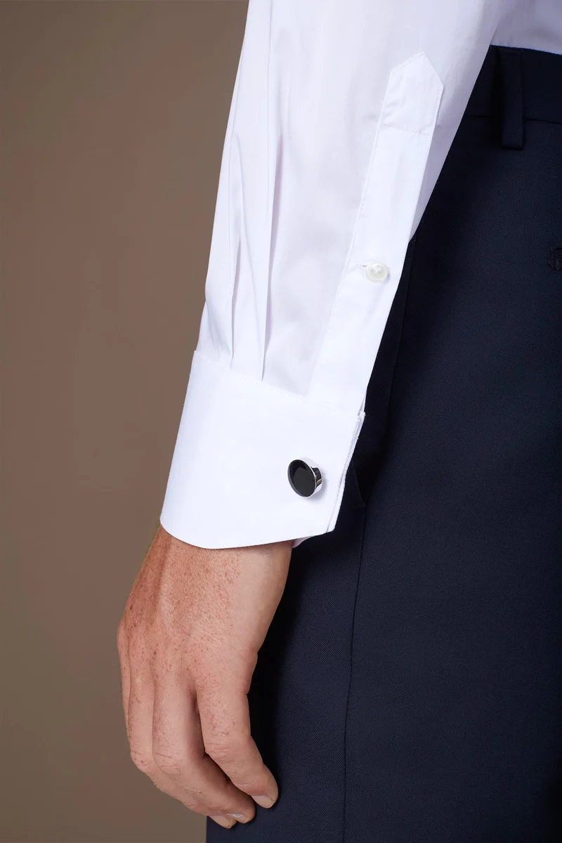 Doppelganger White Men's shirt with classic collar in slightly elasticized technical fabric suitable for cufflinks - White for Men | Best Price UAE
