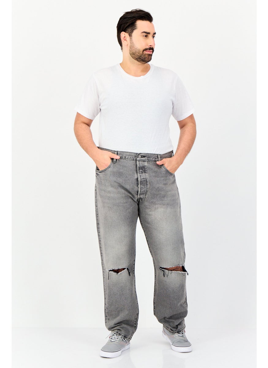 Levi's Men Regular Fit Rip Non Stretchable Straight Leg Jeans, Wash Grey  - Image 4