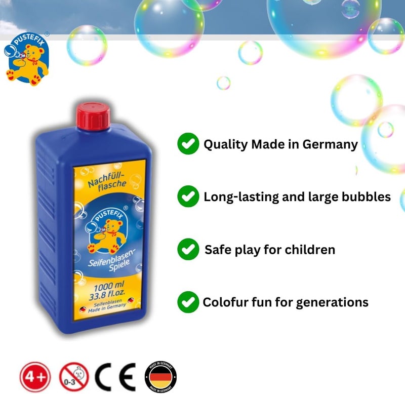 PUSTEFIX Bubble Refill Bottle - 1000 ml of Premium Soap Bubbles - Image 3