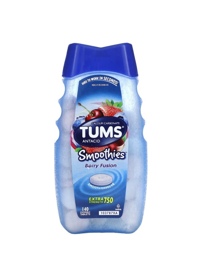 TUMS - Tums, Extra Strength Antacid, Smoothies,  Berry Fusion, 750 mg, 140 Chewable Tablets - Image 1