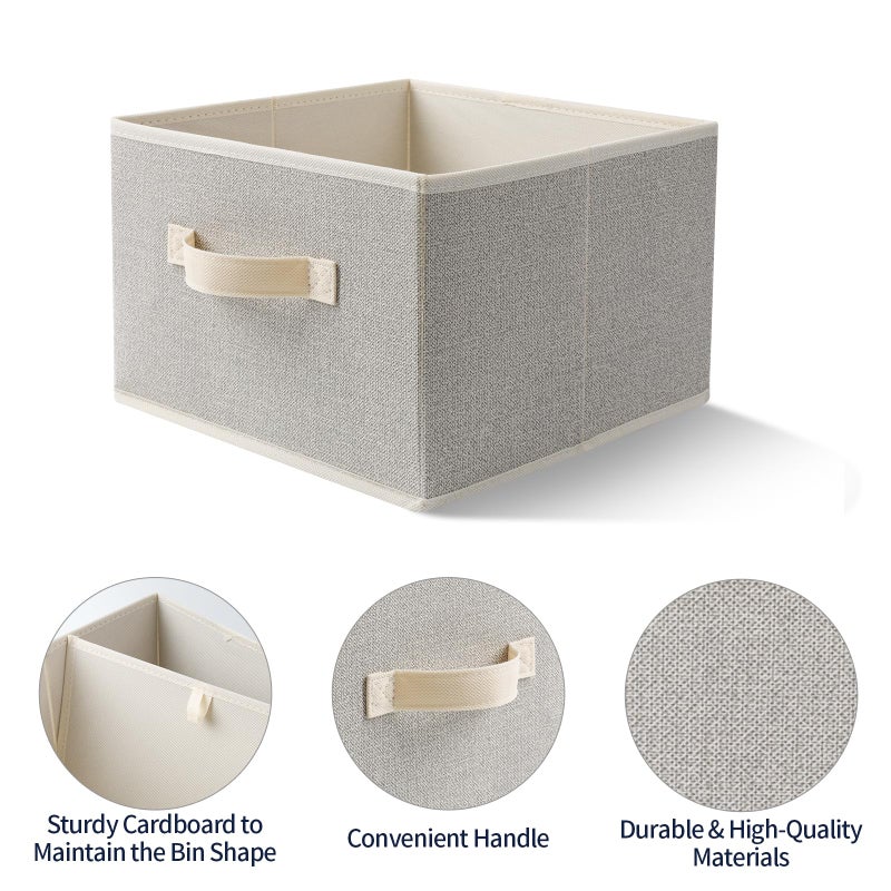 EITMOW Storage Baskets, 11-Inch Woven Fabric Bins, Storage Cubes with Reinforced Handles, Organizer Bins for Closet Shelves, Foldable, for Toys, Clothes, Natural Beige (4PCS/Beige-11*11*7.8inch) - Image 4