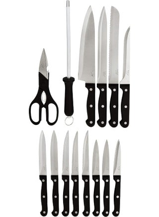 Prestige Stainless Steel Knife Block 15 Piece Set- Japanese Blades, Dishware Safe, Precision Cutting-Pr52114-Black Black - view 2
