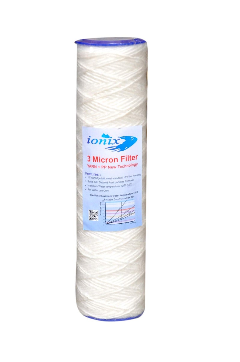 IONIX 3 Micron pre Filter, Yarn Spun, PP + Yarn, 10 inches, Compatible with All Standard Size pre Filters, Pack of 2 - Image 2
