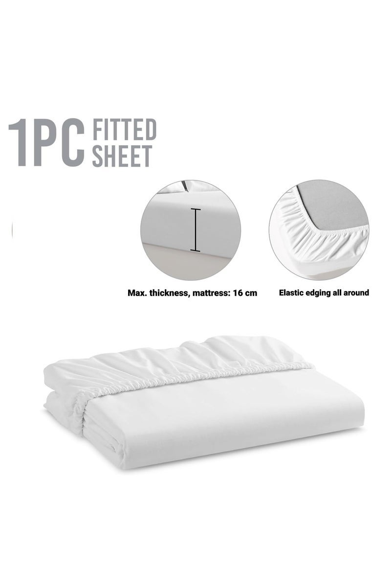 STRBOXONG SINGLE Bedsheet Soft Cotton Fibre Breathes Fitted Sheet Non-Shrink White 90x200 cm - Image 2
