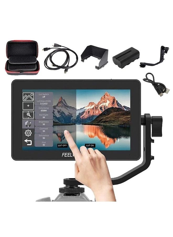 Feelworld - F6 Plus+Battery + Charger +Carrying Case 6 inch Touch Screen DSLR Camera Field Monitor with HDR 3D LUT Small Full HD 1920x1080 Support 4K Input Output - Image 1