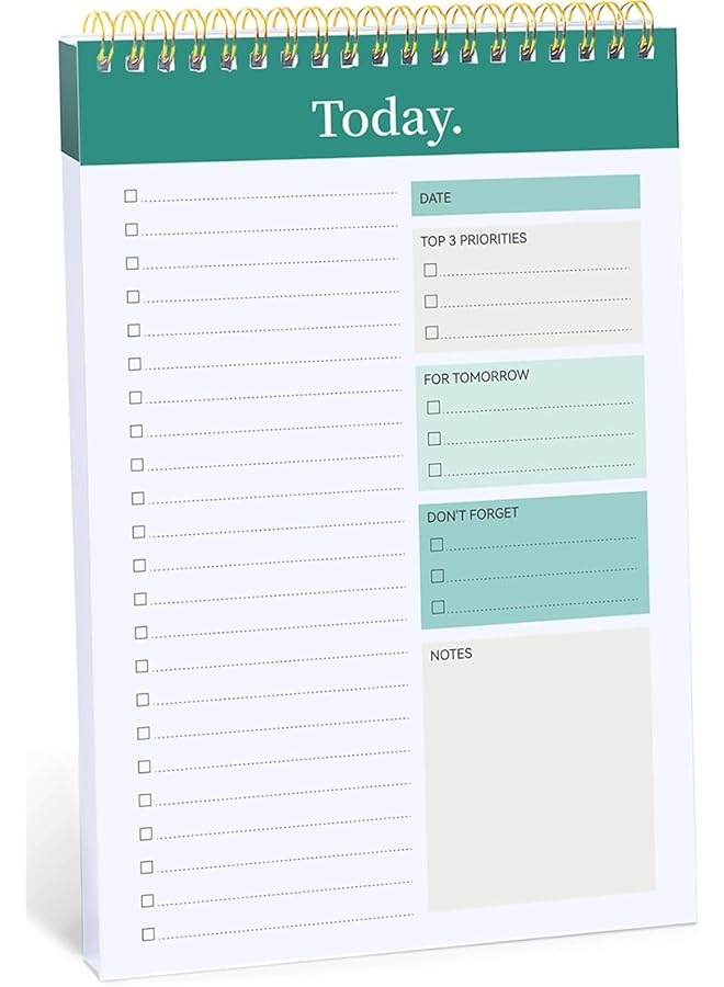 erorex To Do List Notepad 52 Sheets To Do List Notebook For Work Twin Ring Spiral Bindling Undated Daily Planner Perfect For Enhanced Productivity And Goal Achievement Green  - Image 1