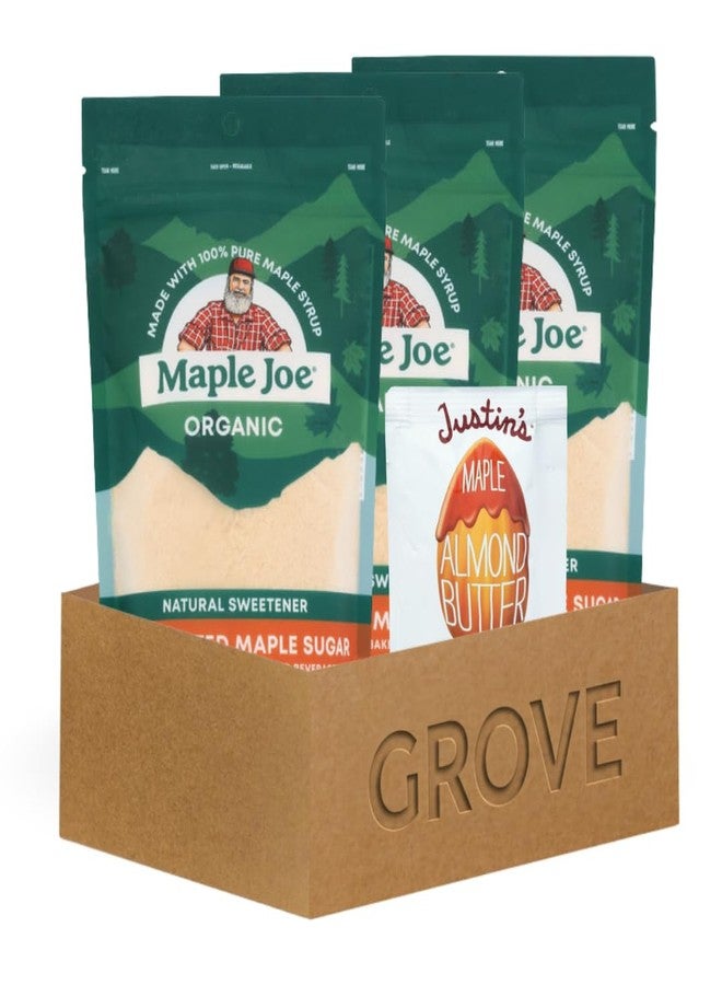 GROVE 3x Maple Sugar Org - 7.76OZ Bundle with Nut Butter Almond Maple Squeeze Pk - 1.15OZ – Organic Sweetener and Almond Spread Combination for Natural Taste and Portable Use – Gift Set (4 Items) - Image 1