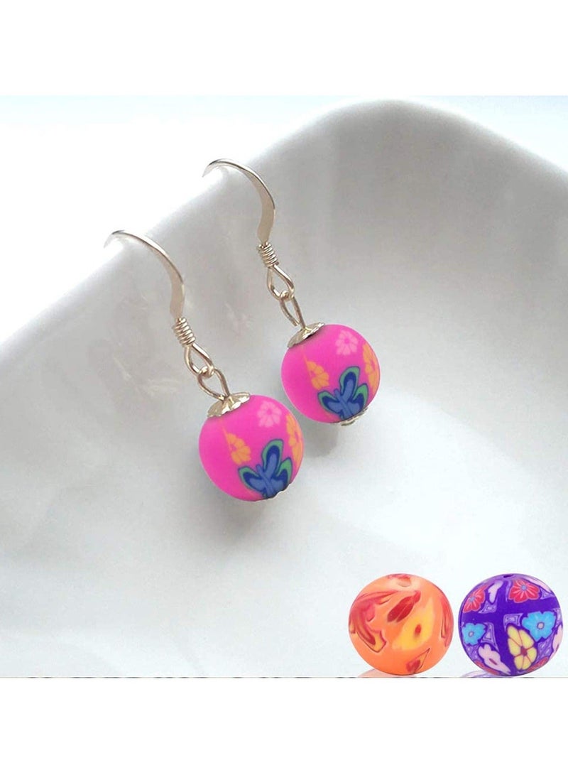 كابتن تيك Pack of 100PCS Round Polymer Clay Beads Assorted Colorful Pattern Handmade Loose Beads, Colorful Crystal String, Handmade Loose Beads Beads 9mm diameters for DIY Craft and Jewelry Making - Image 3