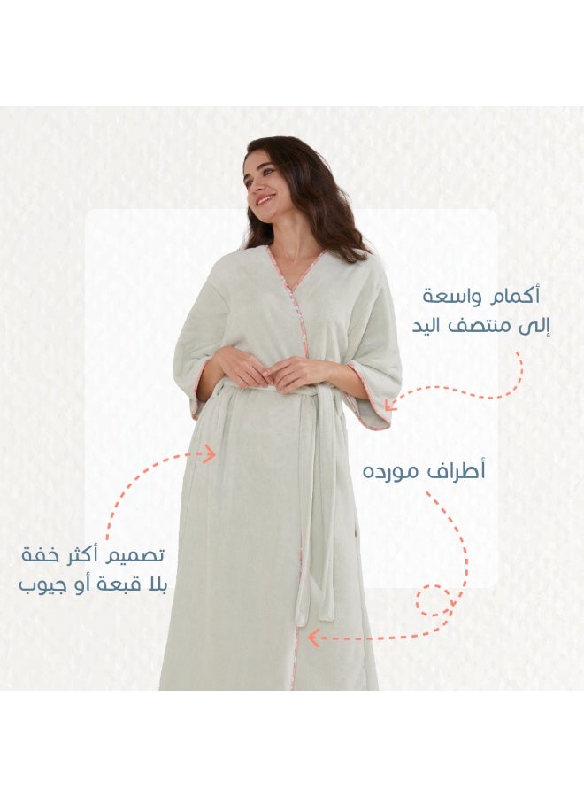 ريفي روب استحمام نسائي أنيق من ريفي، كورال فليس خفيف وسريع الجفاف، فستقي - Image 5
