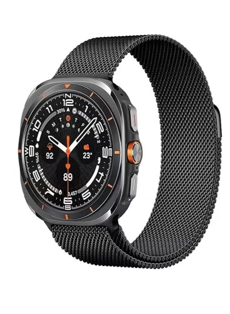 NoorTech Galaxy Watch Ultra Strap Magnetic Metal Wistband Stainless Steel Mesh Milanesse Loop Magnet Clasp Replacement Strap Compatible for Samsung Galaxy Watch Ultra Band Watch 7 47mm Men Women Black - Image 1
