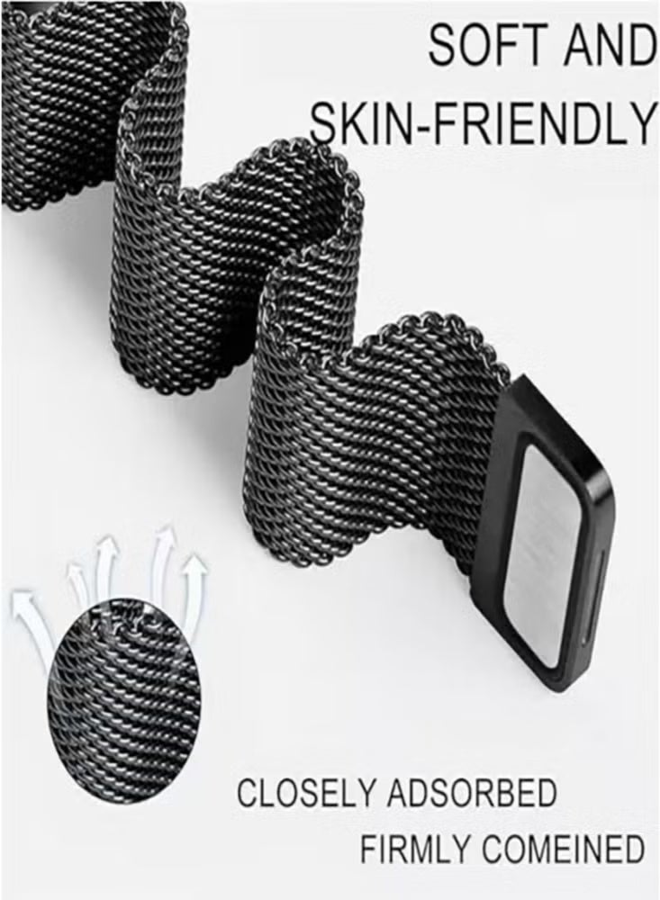 NoorTech Galaxy Watch Ultra Strap Magnetic Metal Wistband Stainless Steel Mesh Milanesse Loop Magnet Clasp Replacement Strap Compatible for Samsung Galaxy Watch Ultra Band Watch 7 47mm Men Women Black - Image 3