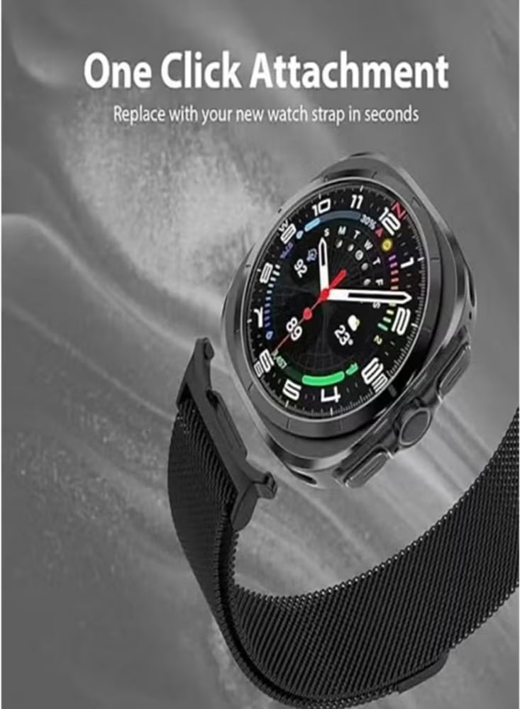 NoorTech Galaxy Watch Ultra Strap Magnetic Metal Wistband Stainless Steel Mesh Milanesse Loop Magnet Clasp Replacement Strap Compatible for Samsung Galaxy Watch Ultra Band Watch 7 47mm Men Women Black - Image 5