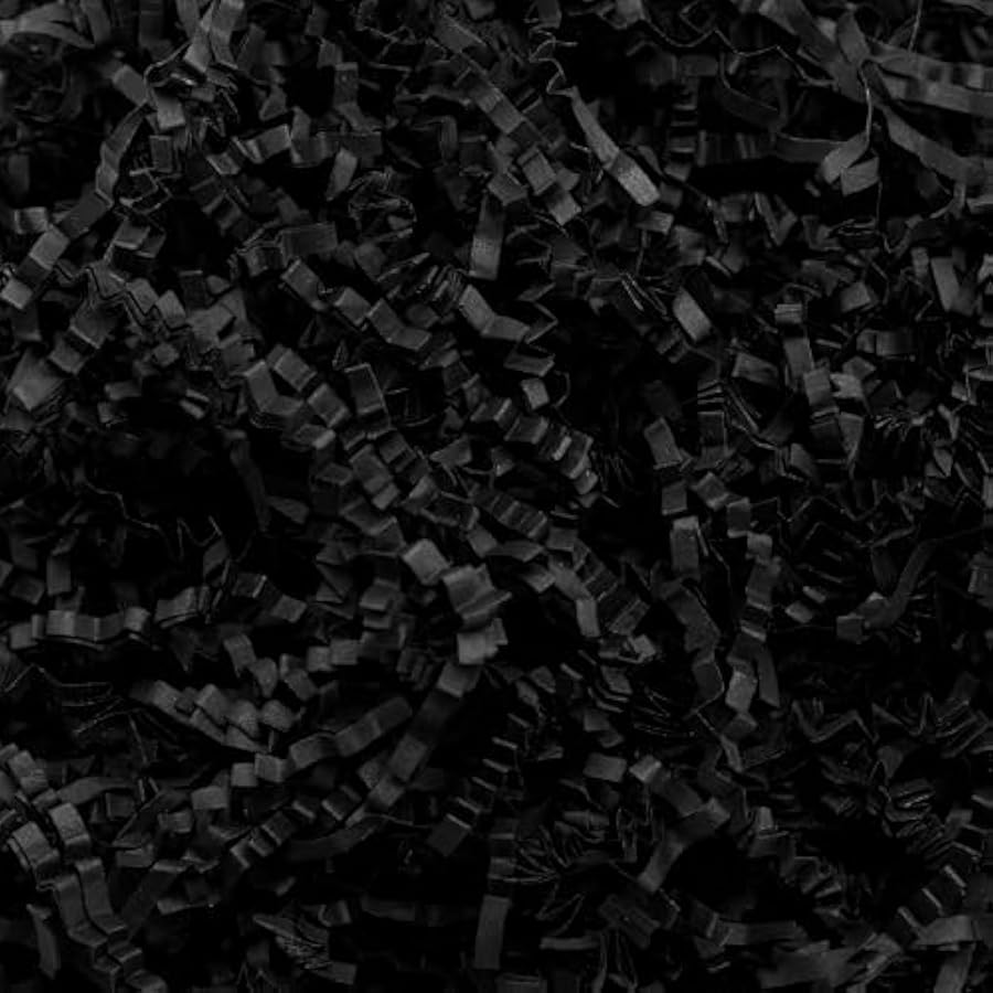 2 LB Crinkle Cut Paper Shred Filler Black Crinkle Shredded Paper for Gift Box - Gift Basket Bag Filler - Grass Cushion Stuffing for Valentine's Day Holiday Packaging Wrapping