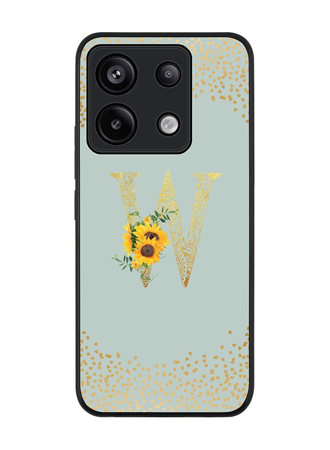 Stylizedd Rugged Black edge case for Poco X6 5G - Custom Monogram Initial Letter Floral Pattern Alphabet - W (Light Grey ) - Image 1