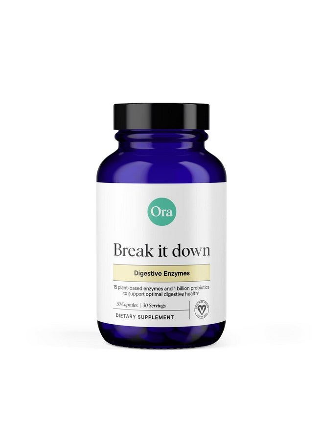 Ora Organic Multienzyme Supplement Vegan Gluten Free Enzymes For Digestion With Probiotics For Gut Health Bloating Constipation And Gas Relief 30 Easy To Swallow Capsules  - Image 1