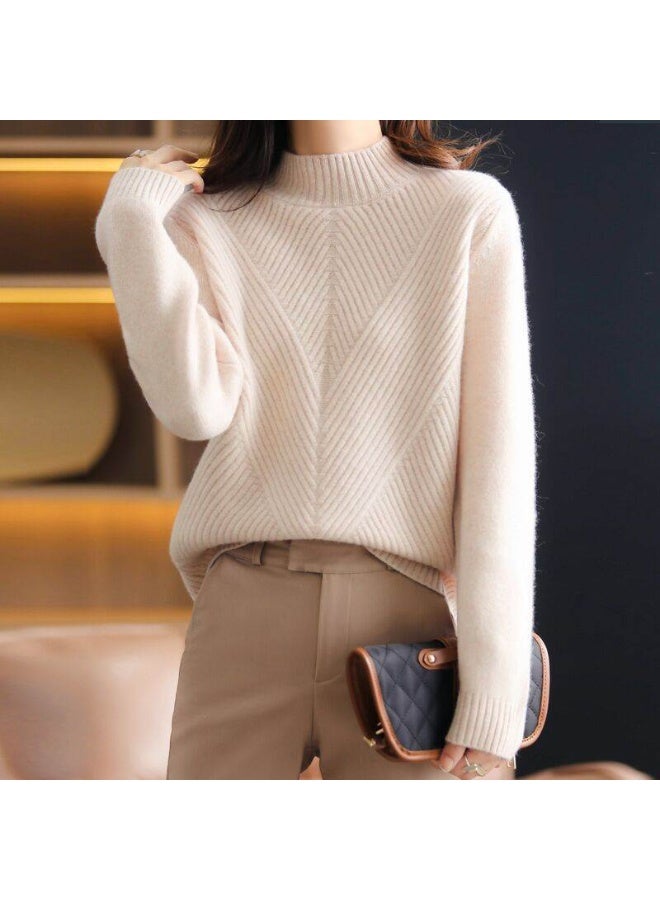 NIBEMINENT Women Sweater Round Collar Jumper Knitted Pullover Autumn Winter Fashion Keep Warm Casual Slim Solid Color Top - Image 1