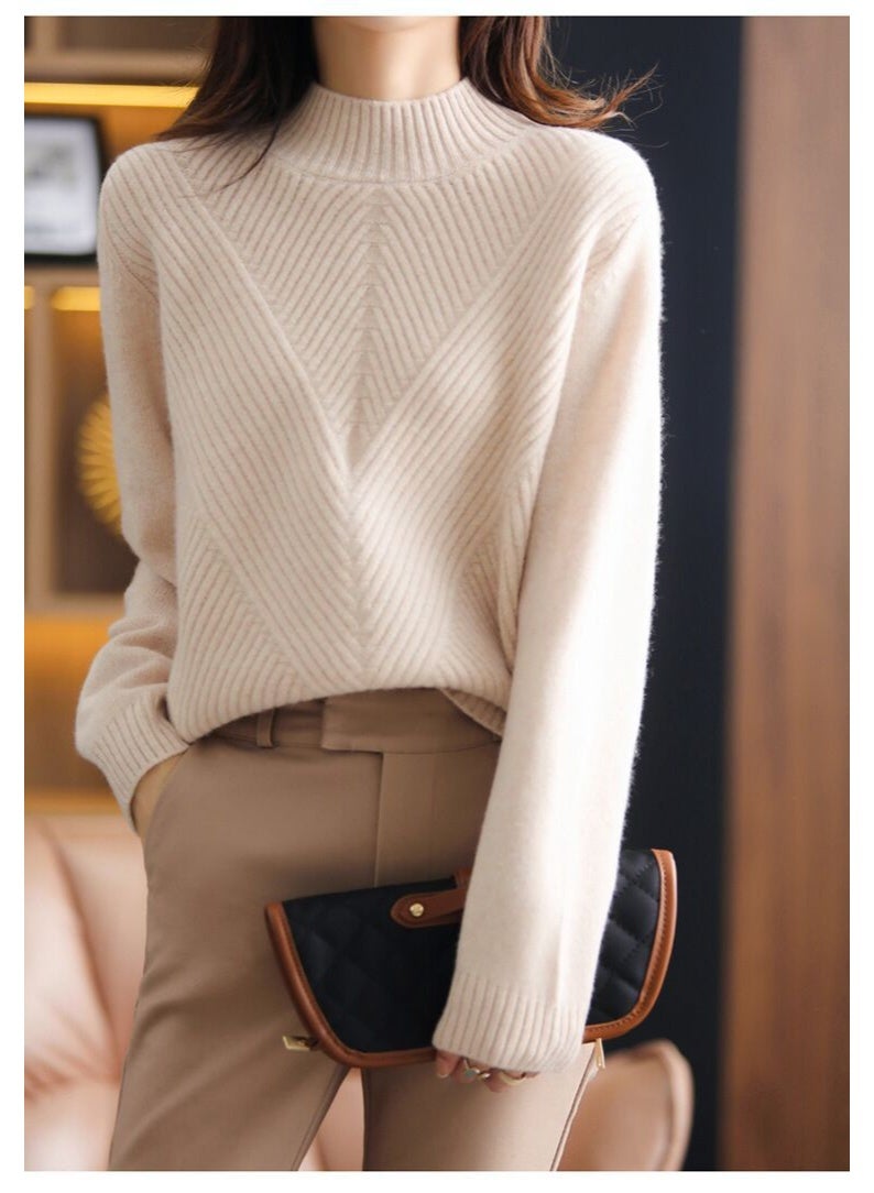 NIBEMINENT Women Sweater Round Collar Jumper Knitted Pullover Autumn Winter Fashion Keep Warm Casual Slim Solid Color Top - Image 2