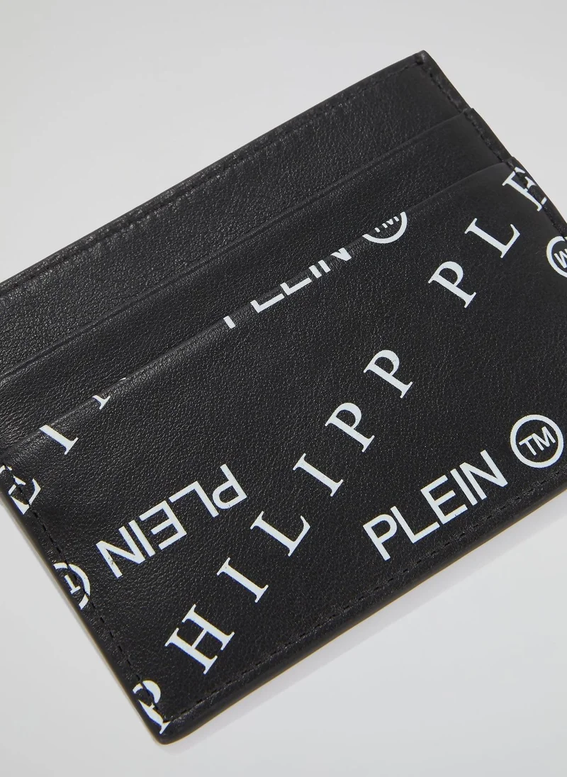 Philipp Plein  Black Monogram Print Credit Card Holder  | Best Price UAE