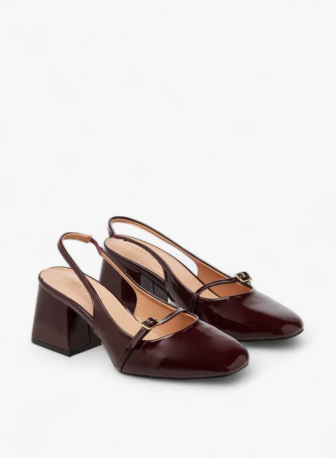 Celeste Women's Solid Slingback Slip-On Shoes with Block Heels