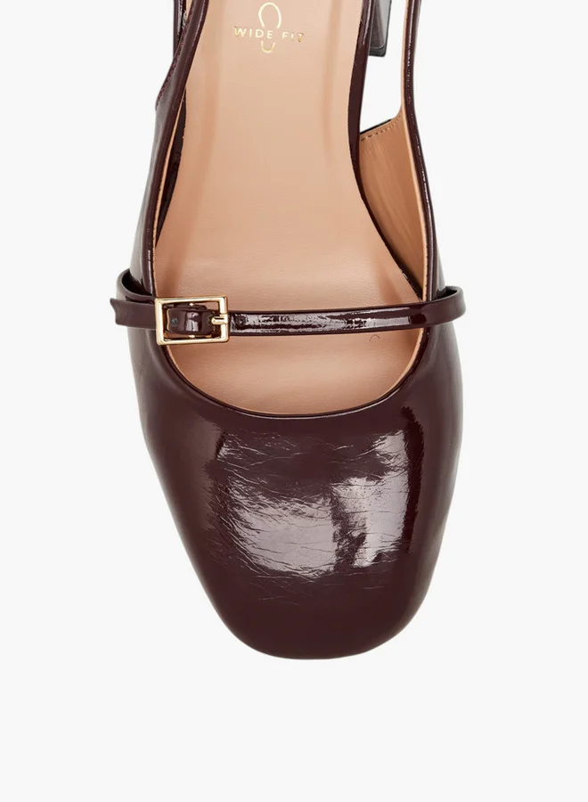 Celeste Women's Solid Slingback Slip-On Shoes with Block Heels