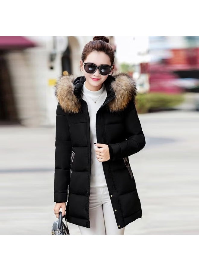 Barbora Women's Faux Feather Design Puffer Coat SG01BLACK - Image 2