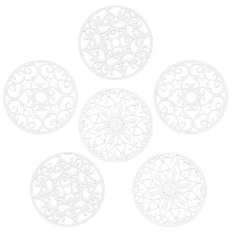 Kalsreui Tirvets for Hot Dishes Silicone Trivet Hot Pads for Kitchen Silicone Trivets for Hot Pots and Pans Trivets for Quartz Countertops White Kitchen Silicon Trivet Mat for Tabletops Set of 6