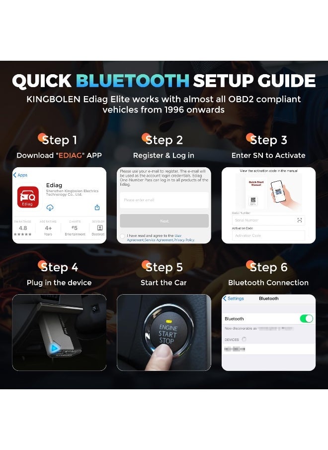 KINGBOLEN Ediag Elite OBD2 Scanner Bluetooth