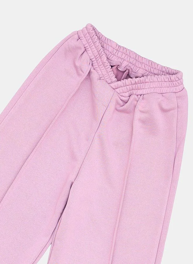 babyqlo Lilac Ribbed Winter Co-ord Set For Girls