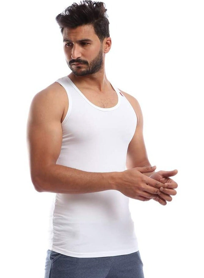 Cottonil Men's Comfort Cotton Stretch Tank Top Undershirt - White - Image 2