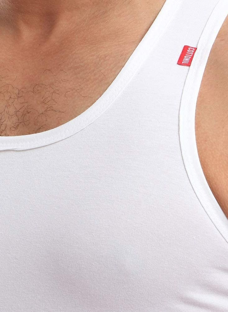 Cottonil Men's Comfort Cotton Stretch Tank Top Undershirt - White - Image 4